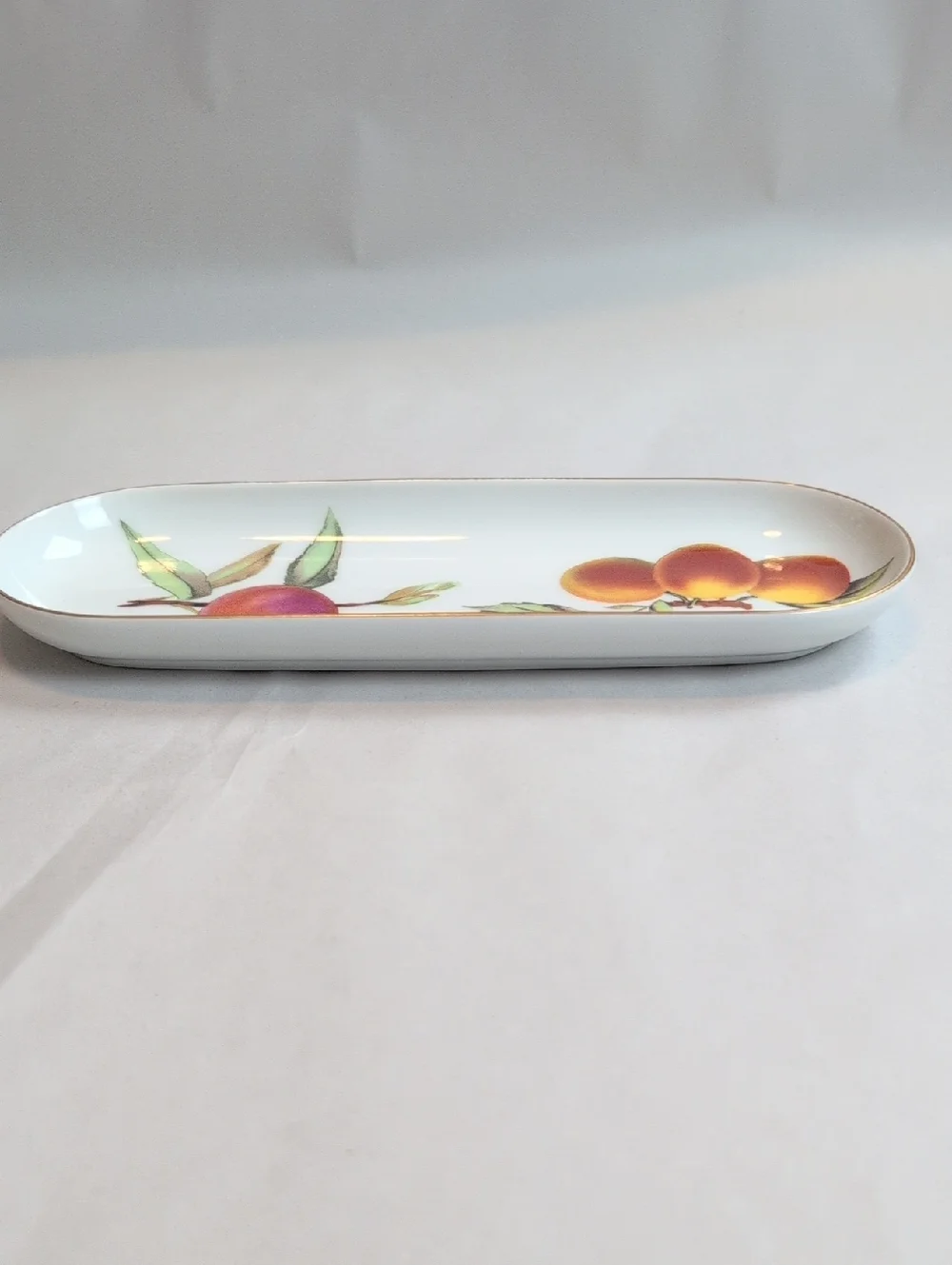 Vintage Royal Worcester Evesham Gold Fine Porcelain Mint Tray Apricot Design